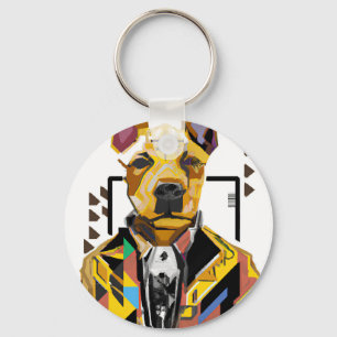 Dog Wearing a Suit: Digital Art Keychain