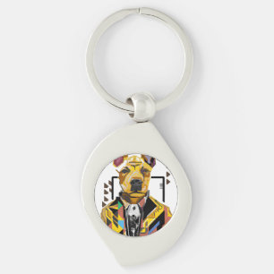 Dog Wearing a Suit: Digital Art Keychain