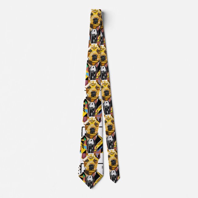 Dog Wearing a Suit: Digital Art Neck Tie (Front)