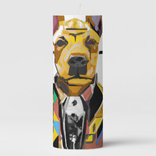 Dog Wearing a Suit: Digital Art Pillar Candle