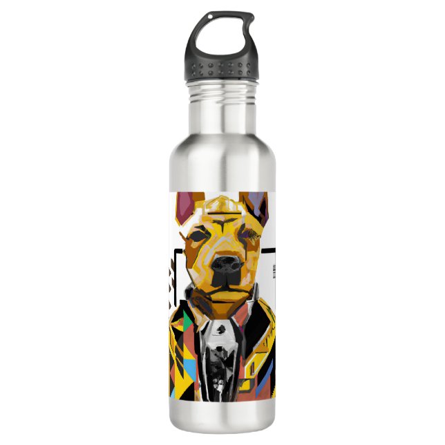 Dog Wearing a Suit: Digital Art Stainless Steel Water Bottle (Front)