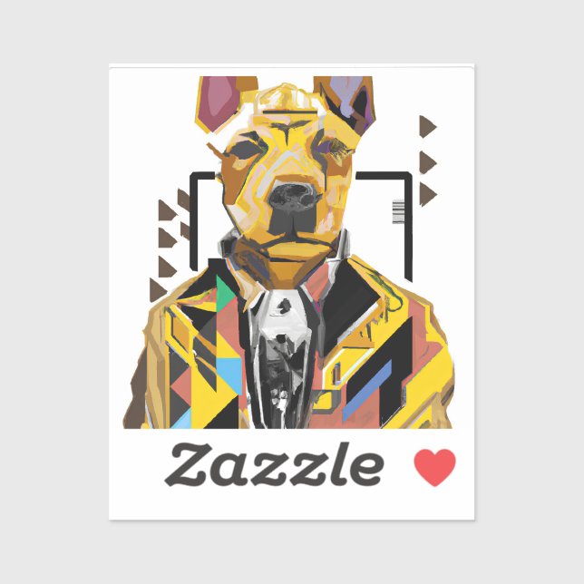 Dog Wearing a Suit: Digital Art Sticker (Sheet)