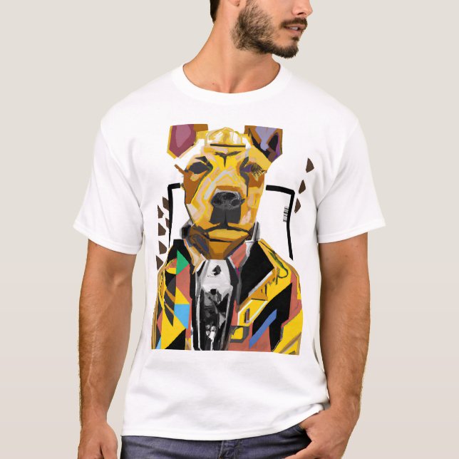 Dog Wearing a Suit: Digital Art T-Shirt (Front)