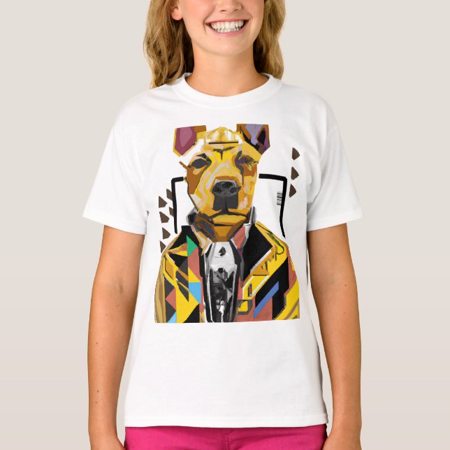Dog Wearing a Suit: Digital Art T-Shirt (Front)