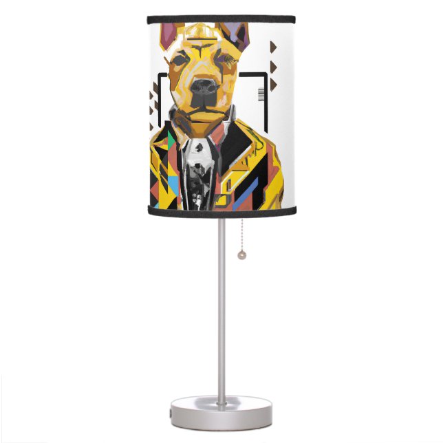 Dog Wearing a Suit: Digital Art Table Lamp (Left)