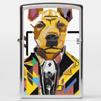 Dog Wearing A Suit: Digital Art Zippo Lighter by spiritswitchboard at Zazzle