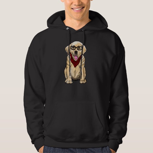 Dog Wearing Glasses And Red Scarf Cute Golden Labr Hoodie (Front)