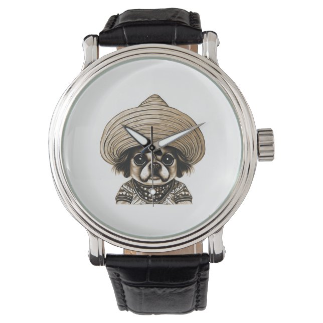 dog wearing hat brown color watch (Front)