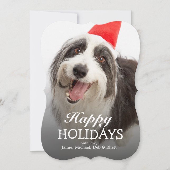 Dog wearing Santa hat Holiday Card