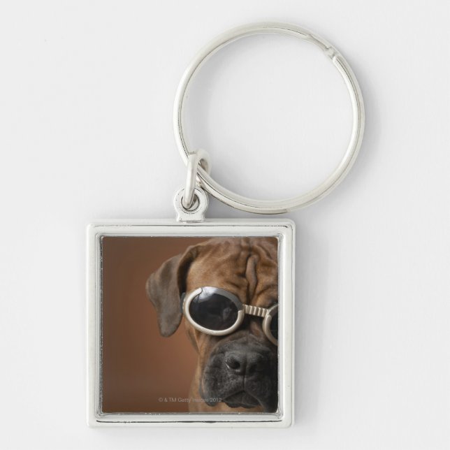 Dog wearing sunglasses 3 keychain (Front)