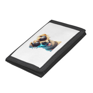 dog wearing sunglasses Active Tri-fold Wallet