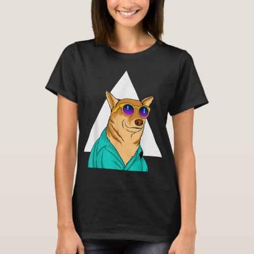 Dog Wearing Sunglasses Funny Pet Cute Cartoon Grap T_Shirt