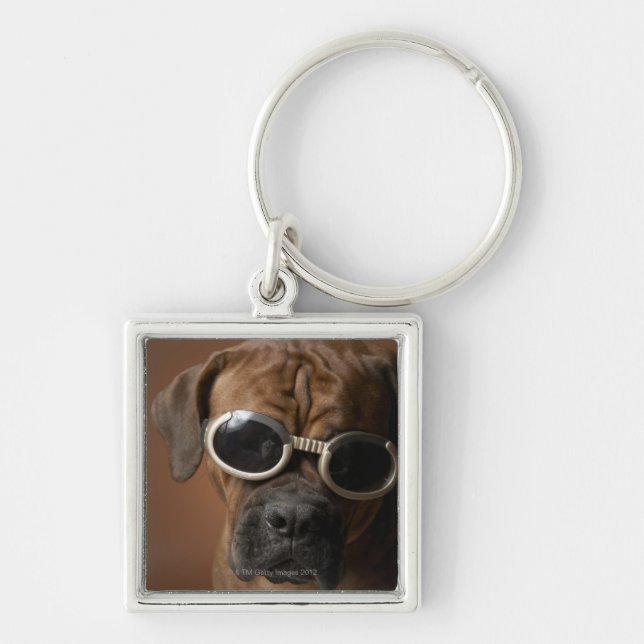 Dog wearing sunglasses keychain (Front)