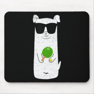 Dog Wearing Sunglasses Playing Table Tennis Fun Sp Mouse Pad