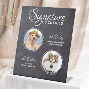 Dog Wedding Bar Pet Photo Signature Cocktails Pedestal Sign