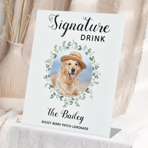 Dog Wedding Bar Pet Signature Drinks Custom Photo Pedestal Sign
