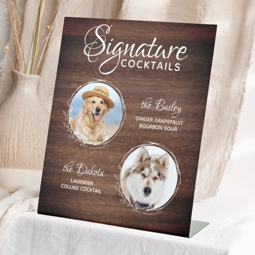 Dog Wedding Bar Signature Cocktails Pet Photo Pedestal Sign
