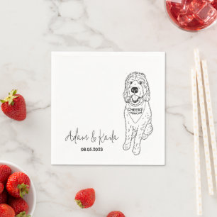 Dog Wedding Cocktail Drink Napkins Goldendoodle