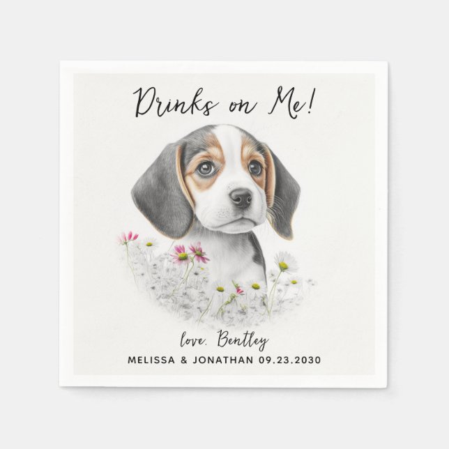 Dog Wedding Cocktail Napkins (Front)