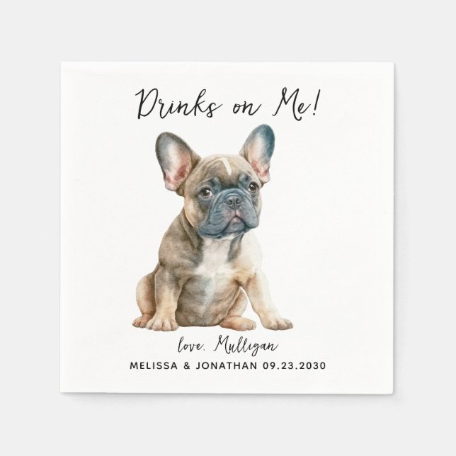 Dog Wedding Cocktail Napkins (Front)