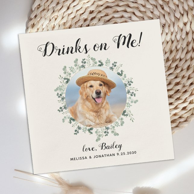 Dog Wedding Custom Cocktail Napkins (Creator Uploaded)