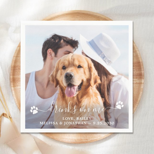 Dog Wedding Custom Photo Cocktail Napkins (Creator Uploaded)