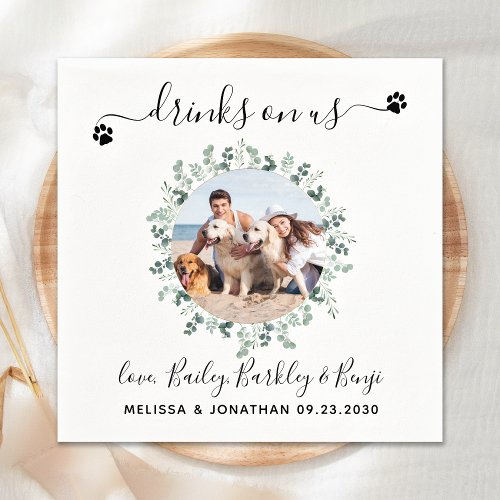 Dog Wedding Custom Photo Cocktail Napkins