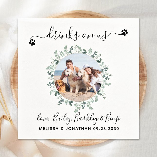 Dog Wedding Custom Photo Cocktail Napkins (Creator Uploaded)