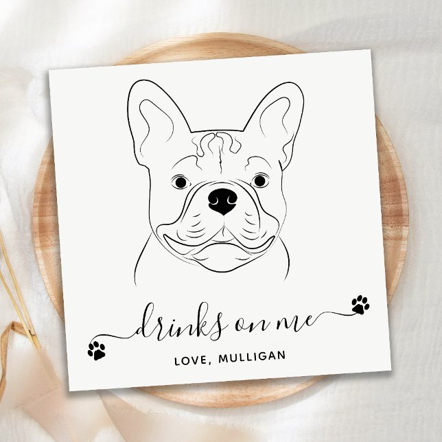 Dog Wedding Drinks On Me Custom French Bulldog Napkins (Creator Uploaded)