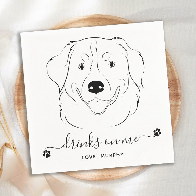 Dog Wedding Drinks On Me Custom Golden Retriever  Napkins (Creator Uploaded)