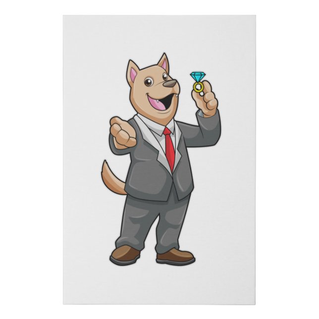 Dog Wedding Groom Wedding ring Faux Canvas Print (Front)