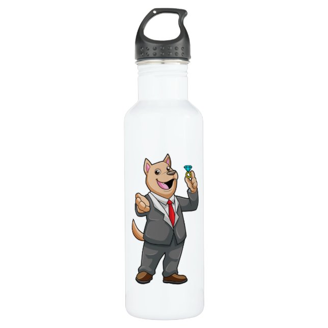 Dog Wedding Groom Wedding ring Stainless Steel Water Bottle (Front)