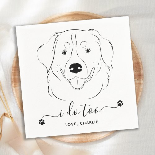 Dog Wedding I Do Too Personalized Golden Retriever Napkins