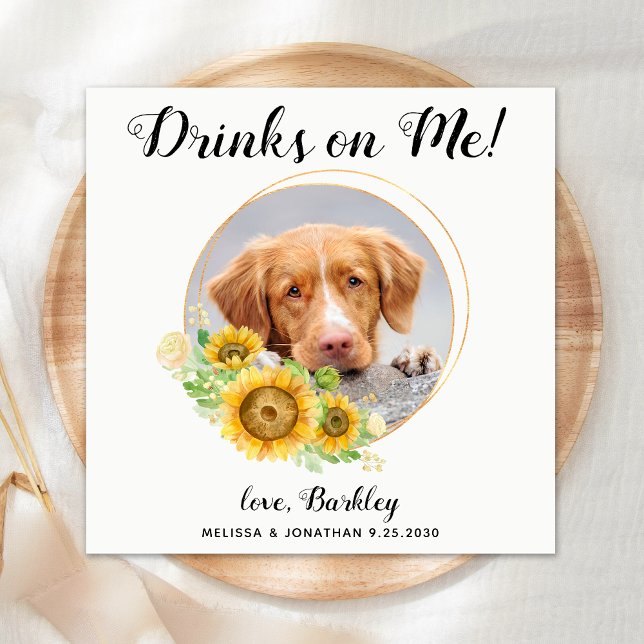 Dog Wedding Personalized Cocktail Bar Napkins (Creator Uploaded)
