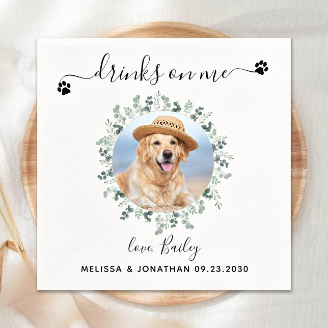 Dog Wedding Personalized Cocktail Napkins (Creator Uploaded)