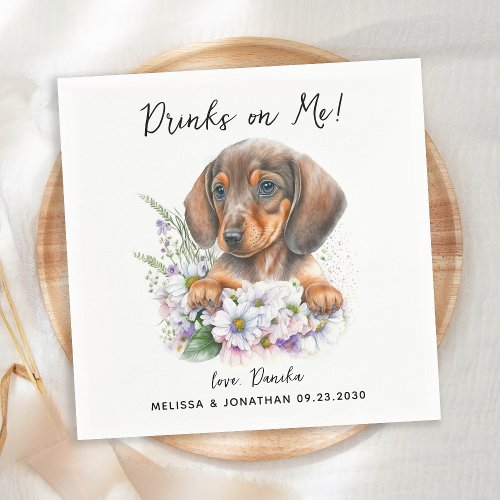 Dog Wedding Personalized Dachshund Cocktail Napkins