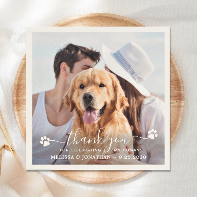 Dog Wedding Personalized Photo Thank You Napkins (Creator Uploaded)
