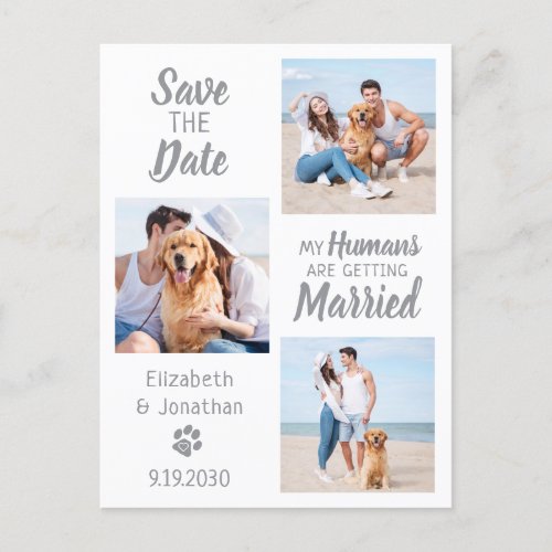 Dog Wedding Photo Collage Save The Date Announcement Postcard
