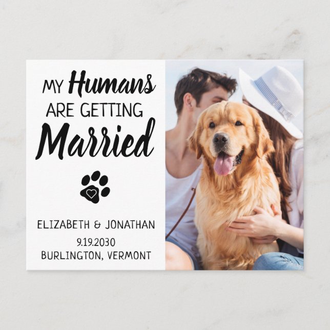 Dog Wedding Photo Save The Date Announcement Postcard (Front)