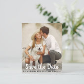Dog Wedding Save The Date Budget QR Code Postcard (Standing Front)