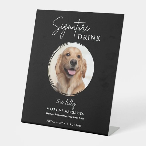 Dog Wedding Signature Drinks  Pedestal Sign