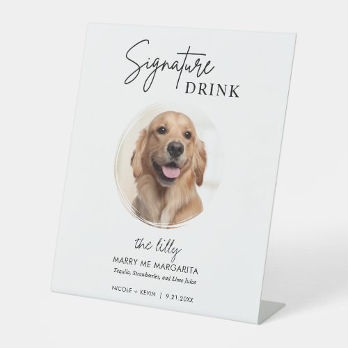 Dog Wedding Signature Drinks  Pedestal Sign