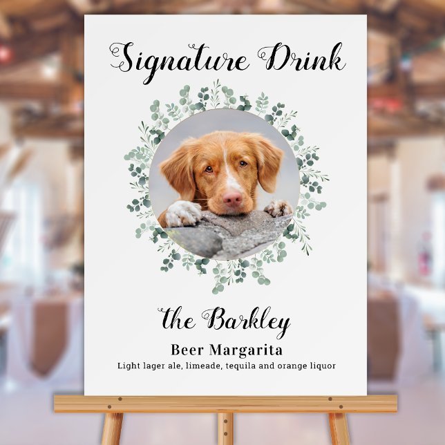 Dog Wedding Signature Drinks Personalized Bar Foam Board (Creator Uploaded)