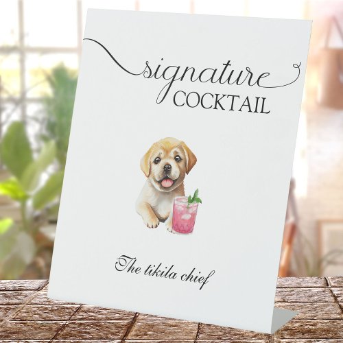 Dog Wedding Signature Drinks Pet Bar Pedestal Sign