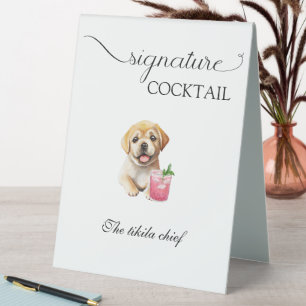 Dog Wedding Signature Drinks Pet Bar Table Tent
