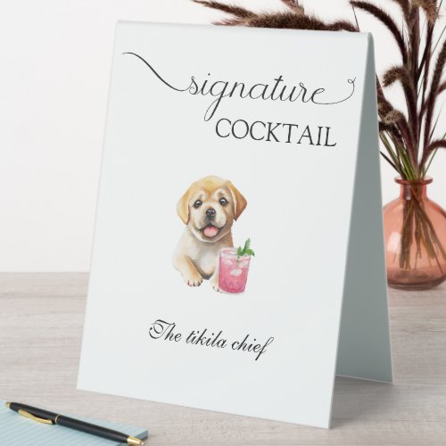 Dog Wedding Signature Drinks Pet Bar Table Tent Sign