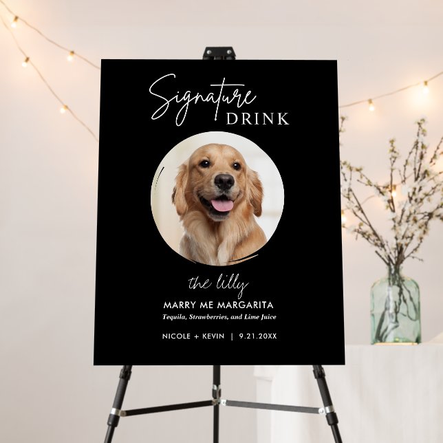 Dog Wedding Signature Drinks Sign Foam Board (In Situ (Stand))