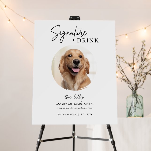 Dog Wedding Signature Drinks Sign Foam Board (In Situ (Stand))
