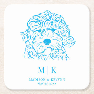 Dog Wedding Square Paper Coaster