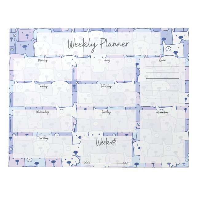 Dog Weekly Planner Notepad (Front)